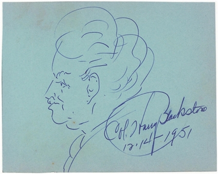 1951 Harry Blackstone Sr. Signed and Hand Drawn Sketch Dated "12/14/1951" (JSA)